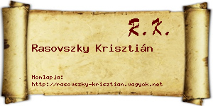 Rasovszky Krisztián névjegykártya